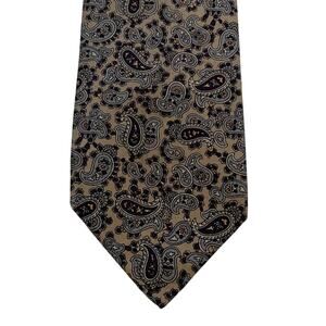 Pride of England Silk Paisley Tie Gold, Burgundy, 56" Long